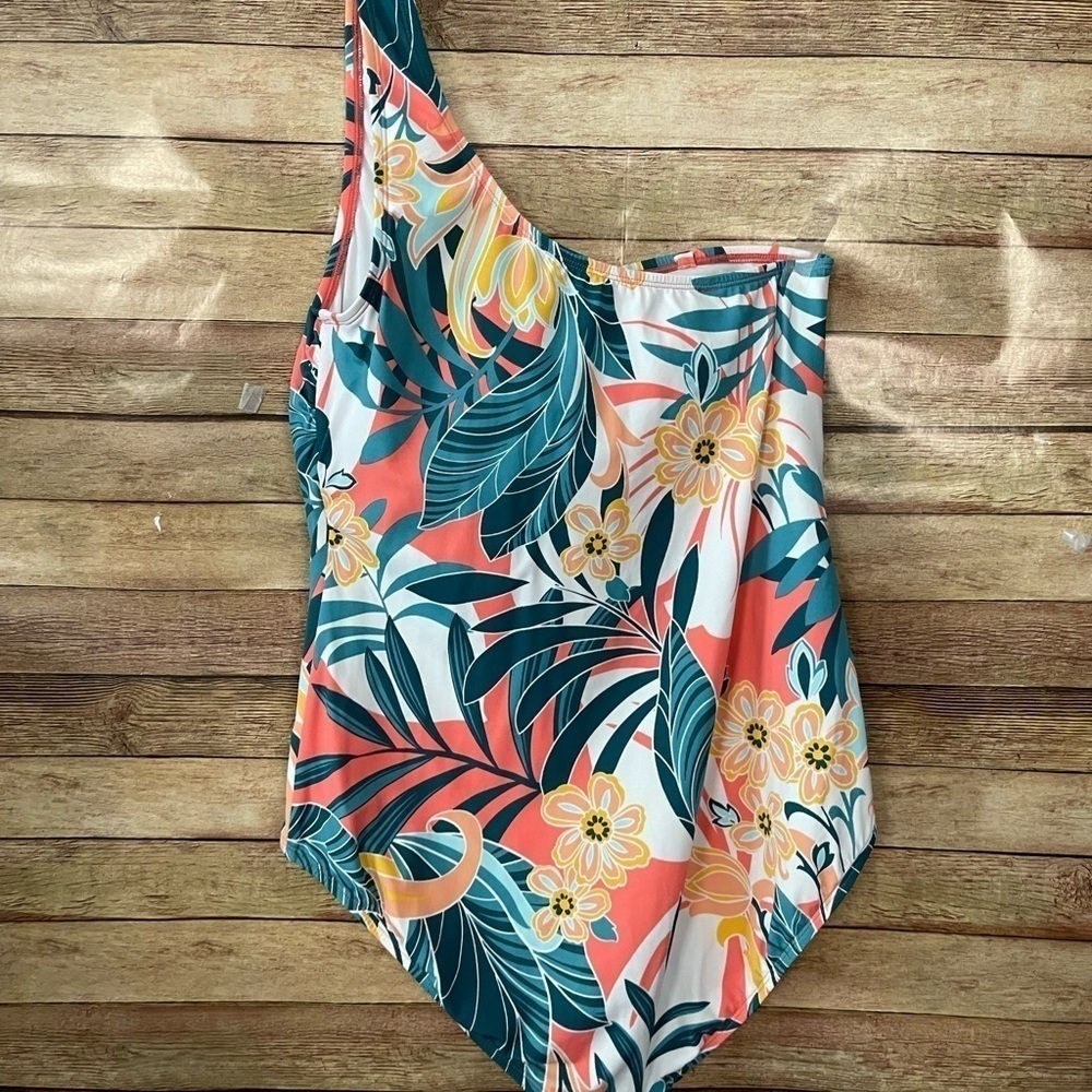 Jantzen Women’s Rainforest One Shoulder One Piece Floral Swimsuit Size: 16 - Picture 7 of 12